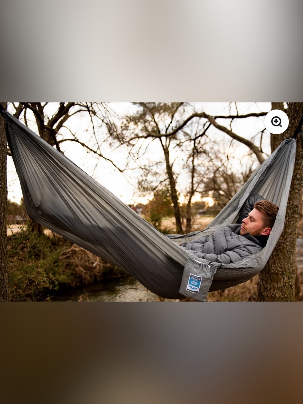 Equip Packable Gray Hammock with Light Blue Logo Patch
